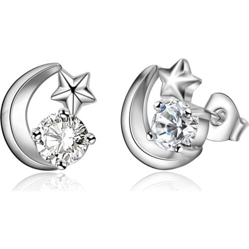 Star moon shiny zircon high quality Silver Earrings for women fashion jewelry earrings /HPKVBZSE TLQXLLFG