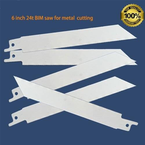5pcs 150mm Long Reciprocating Saw Blade Made Of Bi-Metal For Wood Nail Steel Working 6inch And 24TPI