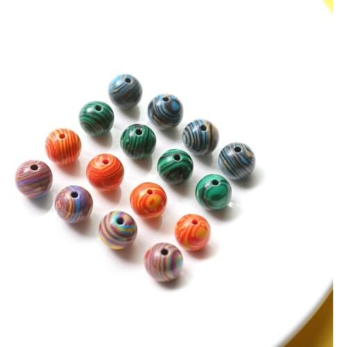 100pcs/lot 10mm color pattern print geoemtry rounds shape Straight hole stone beads diy jewelry earring/bracelet accessory