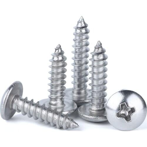2/5/10Pcs M4 M5 M6 316 Stainless Steel Phillips Truss Head Self Tapping Screws Cross Recessed Mushroom Head Wood Screws