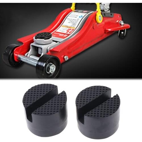 2 Pcs Black 50x37mm Car Auto Slotted Frame Rail Hydraulic Floor Jack Rubber Pad Q9QD