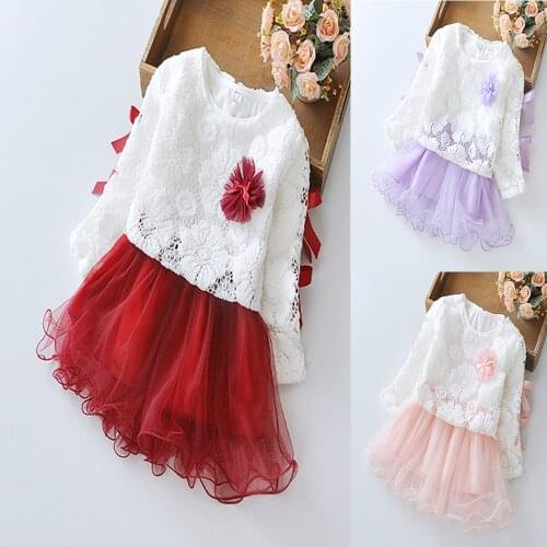 2020 Girl Summer Floral Princess Lace Dress Kid Baby Girls Party Wedding Flower Tulle Tutu Ball Gown Dresses Children Clothes