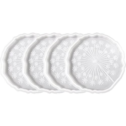 4PCS Dandelion Resin Coaster Molds,for Resin Casting,Silicone Molds for DIY Epoxy Resin Coaster,Home Decoration