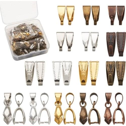 480pcs/box Brass Snap on Bails and Ice Pick Pinch Bails for Pendant Necklace Earrings Jewelry Makings Mixed Color