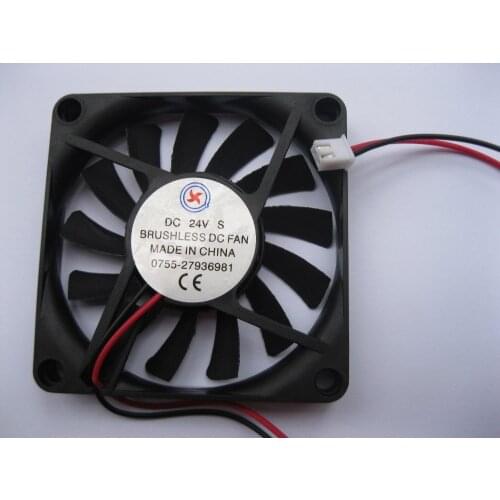 10 pcs Brushless DC Cooling Fan 13 Blade 24V 7010S 70x70x10mm 2 Wires Black
