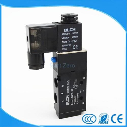 Black Pneumatic Solenoid Air Valve 5 Way 2 Position 4V210-08 blch