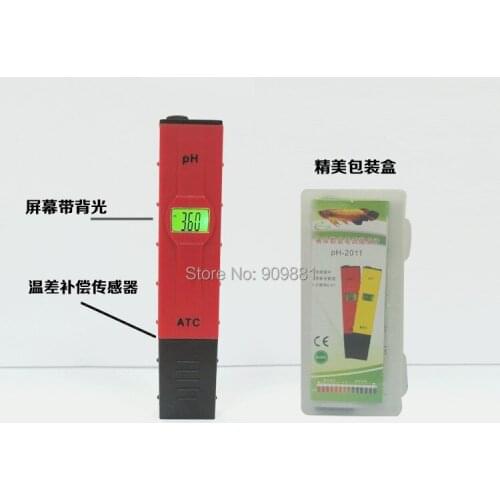 Digital LCD Monitor Pen PH Meter Tester Water Aquarium Tester Pen Type pH Meter With Temperature Compensation 20pcs/lot EMS
