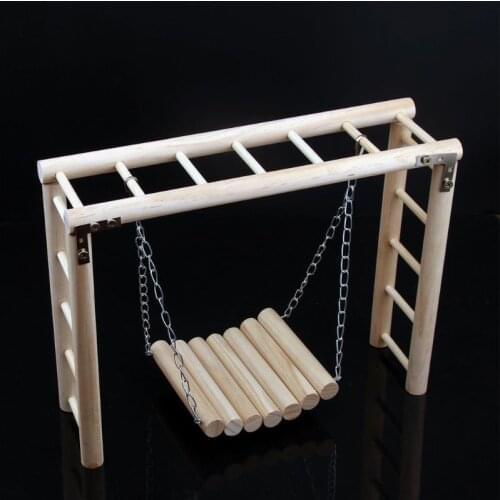 Bird Inteligence Training Wooden Hanging Swing Toy Parrot Climbing Ladder Cage Playground Rat Gerbil Hamster Platform Chew Toys