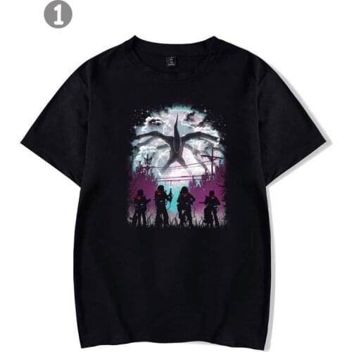 Fashion Women Men Stranger Things 3 Printed T-shirts Boys Tops Tee Girls T Shirt Short Sleeve Teens Black Cotton T Shirt