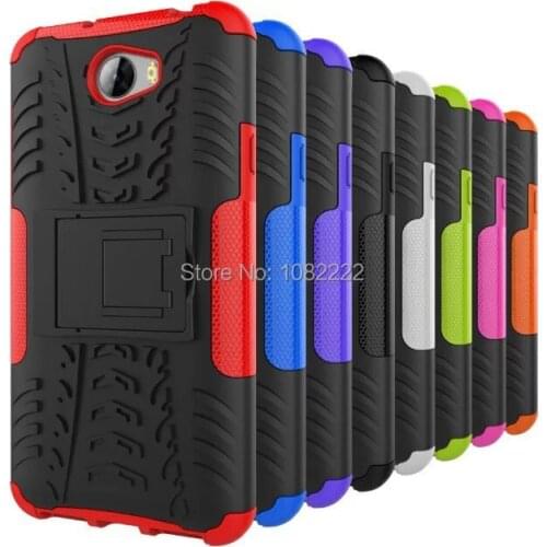 100pcs/lot PC+TPU 2in1 Hybrid Combo Armor Rugged Hard Back Cover Stand Case For Huawei Y5 II Y5 2/Y3 II Y3 2 / P8 Lite 2017