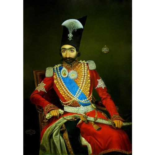 Islam ART painting- Portrait of Nasser al-Din Shah qajar Persian king 1857 PRINT art oil painting ON CANVAS -good quality