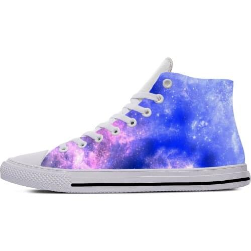 Galaxy Space Universe Stars Starry Sky Planet Casual Cloth Shoes High Top Lightweight Breathable 3D Print Men Women Sneakers