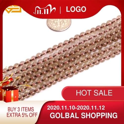 Gem-inside AAA Grade Round Grey Natural Smoky Quartzs Beads For Jewelry Making 15inches DIY Jewellery