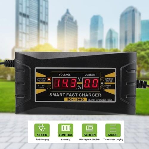 LEEPEE Full Automatic Car Battery Charger LCD Display US EU Plug Smart Fast Power Charging Lead Acid Battery-chargers