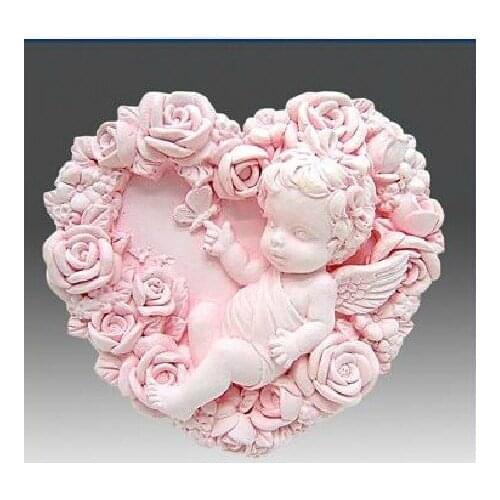 Luyou Sale New 2015 3D Handmade Soap Silicone Mold, DIY Baby Molds Heart Shaped Rose Angel Candle Mould Cake Baking Tools SM027