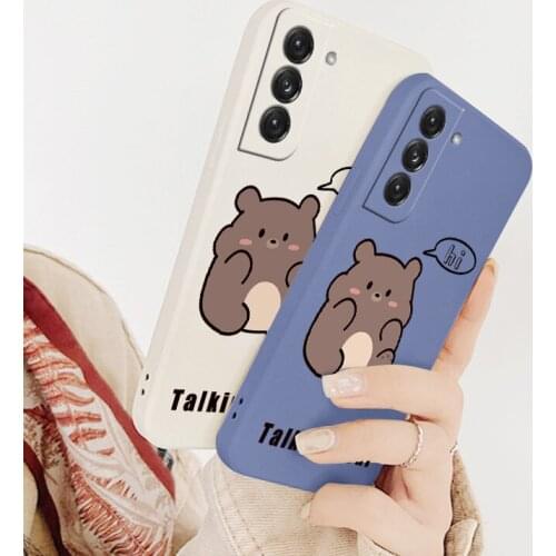 Cute For Samsung Galaxy S21 S20 FE S10 Note 20 10 Plus Case Bear Soft Cover A72 A52 A42 A32 A71 A51 A41 A31 A21S Phone Case