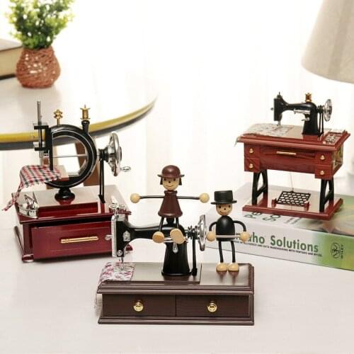 Retro Nostalgic Sewing Machine Music Box Decoration Music Box Home Living Room Clothing Store Decoration Decoration Gift