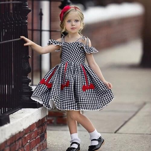 New 2021 Summer Girls Birthday Dresses Vestido grid dress Party Princess Evening Dress Baby Girl Outfit INS