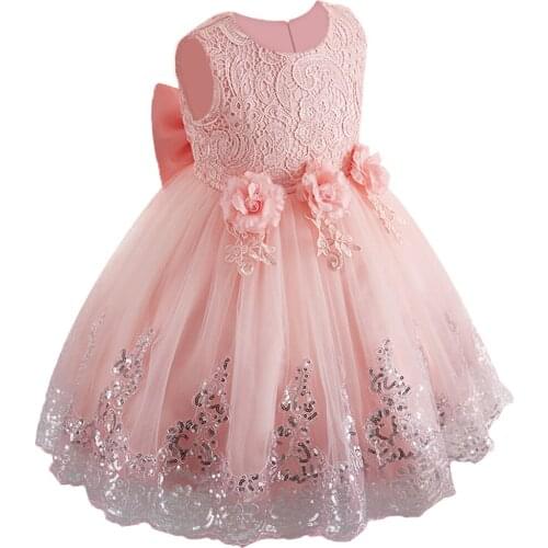 New Flower Girls Dress Flower Girls Sequined Princess Dress 3-12 Years Kids Party Weddding Girls Prom Dress Children Clothing