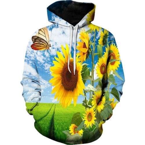 2021 Spring New Fashion Mens Sunflower 3D Printed Hoodie