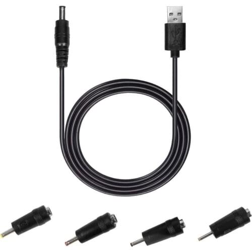 NUOLIANXIN Female 5.5x2.1mm to Male 4.0x1.7mm, 3.5x1.35mm, 3.0x1.1mm, 2.5x0.7mm Jack, USB to DC 5.5x2.1mm Cord (DC4+1)