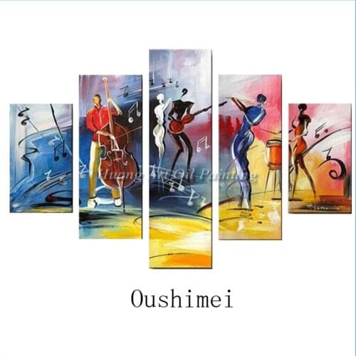 Manufacturers Wholesale Handmade Abstract Dancer Group Of Paintings on Canvas Modern 5PCS Oil Painting Hotel Decor Paintings