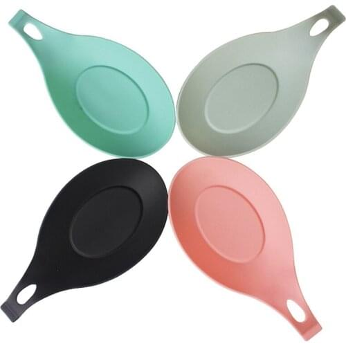 New 4 PCS Kitchen Silicone Spoon Rest, Flexible Almond-Shaped, Silicone Kitchen Utensil Rest Ladle Spoon Holder