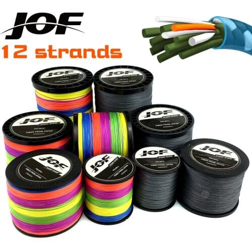 JOF 300m 500m 1000m 25LB - 135LB PE Multifilament 12 Strands Braid Line Ocean Fishing Super Strong Carp Braided Fishing Line