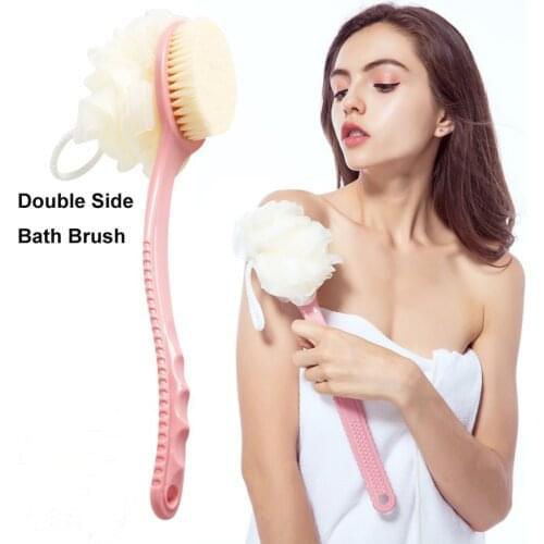 Shower Body Brush Bristles Loofah Back Scrubber Mesh Sponge Bath Brush Long Handle For Skin Exfoliating Bath Massage Bristles