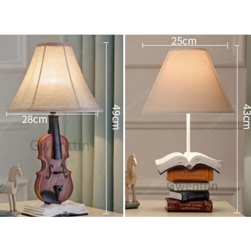 Modern Art Home Decor Resin Table Lamps Bedroom Bedside Lights Violin Book Shade Desk Lamp Vintage Standing Lighting Fixtures