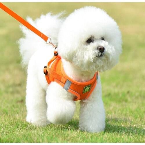 Pet Reflective Vest Harness Leash Mesh Nylon Adjustable Vest Dog Harness Collar Chest Strap Leash Harnesses With Traction Rope