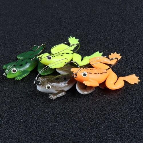 TEUKIM 4Pcs/set 6cm 5g Rubber Frog Soft Bait Fishing Lures Set Sea Fishing Plastic Fish with Hook Carp Fishing Tackle