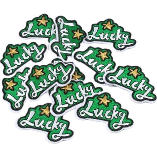10pcs Embroidered Lucky Patch Iron On Star Stickers DIY Garments Pants Shoes Badge Fabric Appliques Accessories