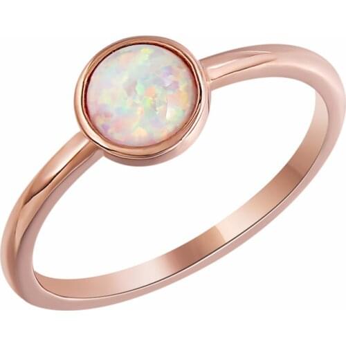 Romad Round Opal Ring Charm Moonstone Rose Gold Color Engagement Ring for Women Wedding Fashion Finger Ring