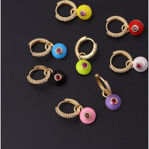 1Piece New Round Zircon Eye Dangle Earrings for Women 2021 Trend Fashion Jewelry Ear Cuff Piercing Stud Earrings for Teens