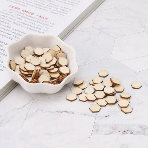 100pcs Laser Cut Wood hexagon Embellishment Wooden Shape Craft Wedding Decor Wooden hexagon shaped