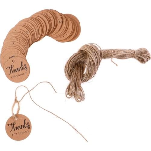 100pcs/lot Brown Kraft Paper Blank Price Label Tag +2M Hemp String For Production Price Tag Description