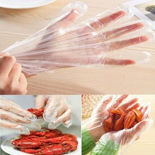 100PCS Eco-friendly Disposable Gloves PE Garden Household Restaurant Plastic Multifuctional Gloves Food