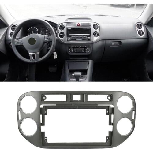 2 Din Car DVD Only Frame Audio Fitting Adaptor Dash Trim Fascia Panel for Tiguan 2010-2016 9 Inch Radio Player