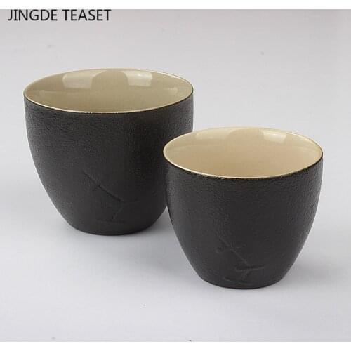 Chinese Retro Black pottery Teacup Handmade Boutique Tea Bowl Ceramic Tea set Accessories Master cup Personal Single Cup