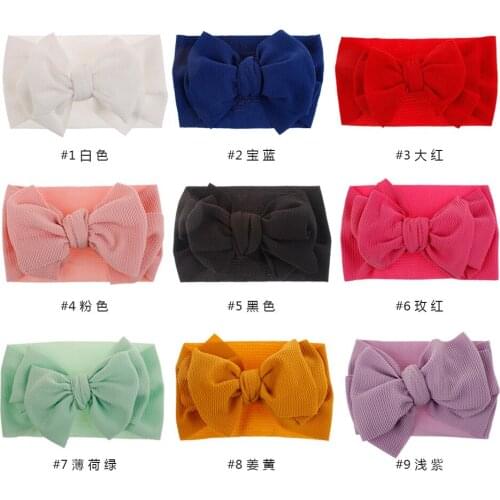 20PC European and American Spring Waffle Cloth Art DIY Wide Hair Band Baby Children Corn Kernels Bandage Big Bow Headband Acces