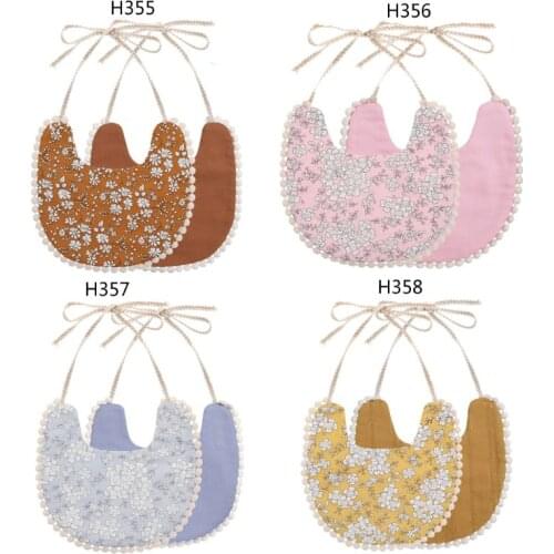 2020 Baby Tassel Saliva Towel Floral Vintage Double Side Bib Boys Girls Bandana 090A