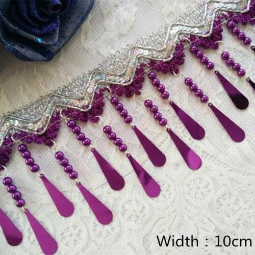 5 meters purple wave sequins ribbon lace for dancing costume stage garments decoration hat embellishments