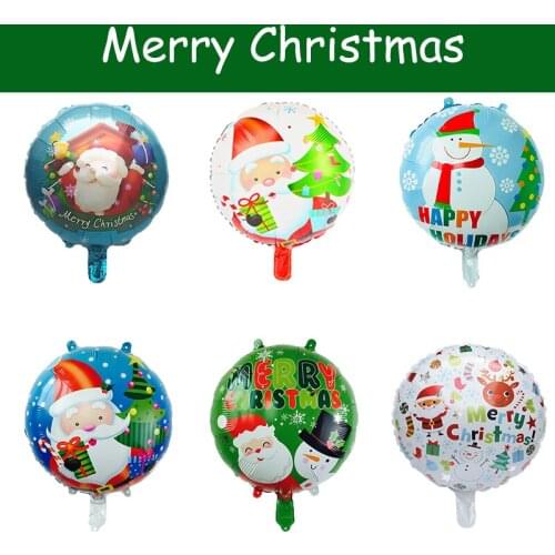 5Pcs 18 inch Christmas decoration foil balloons, Santa reindeer snowman aluminum film balloons, Merry Christmas party supplies