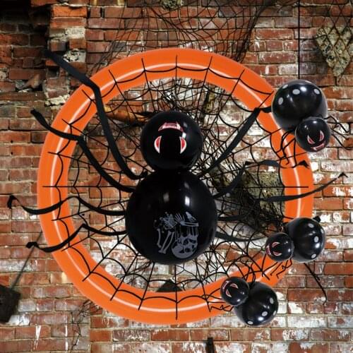 7pc Inflatable Halloween Spider Indoor Outdoor Toys Decoration Giant Black Hairy Spider Blow up Party Toys for Halloween Decor