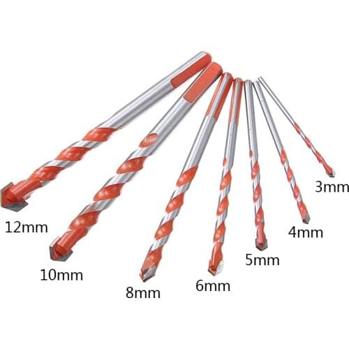 7pcs Triangular Handle Multifunctional Drill Bits Ceramic Glass Punching Hole Drill Bit 3mm-12mm for Tile Concrete Brick Wood