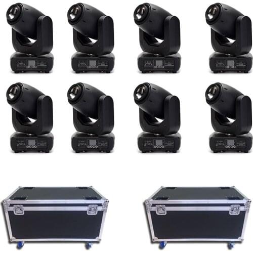 8pcs/lot 2 Flightcase Packing 150W LED Spot Moving Head Gobo DMX Stage Light 3-Facet Prism for Discos Wedding Concert Hall Show