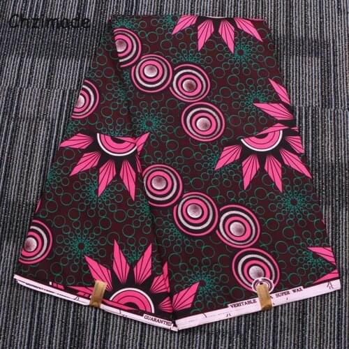 Chzimade 1Yard African Nigerian Fabric Polyester Real Wax Floral Wedding Fabric For Women Dress Diy Sewing Crafts