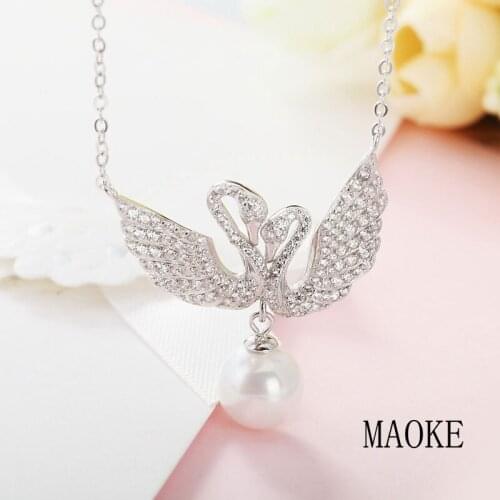 Promotional S925 Sterling SV Korean Fashion Micro Set Swan Wing Pendant Fashion Jewelry for Womens Fashion Gifts