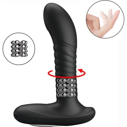 12 Speed Turn Beads Vibrating Prostate Massager Male Dildo Realistic Anal Plug Anal Vibrator Butt Plug Sex Adult Toys for Men